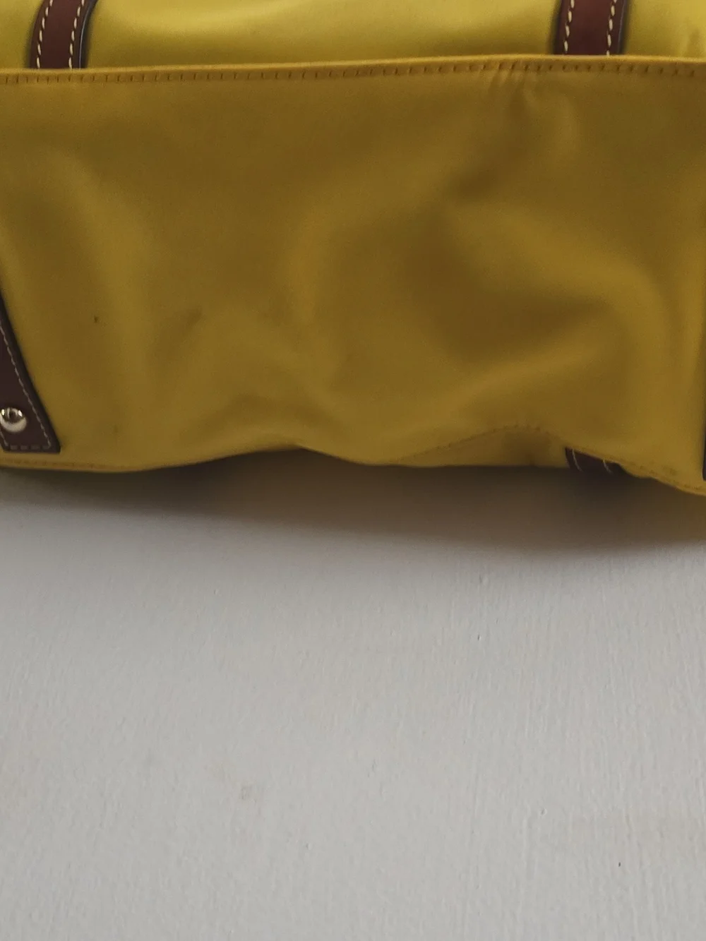 Dooney & Bourke Bright Yellow Tote with Brown Leather Trim